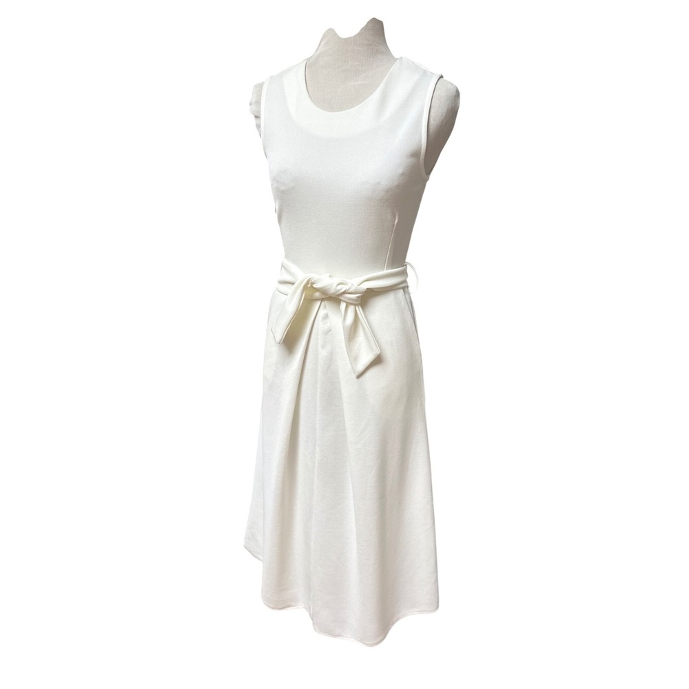 Elizabeth Crosby Los Angeles White Sleeveless Tie Waist Pocket Midi Dress XS